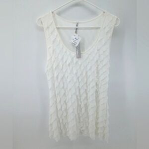 NWT Espresso White Tiered Sleeveless Top Y2K Early 2000s Tik Tok L New with Tags